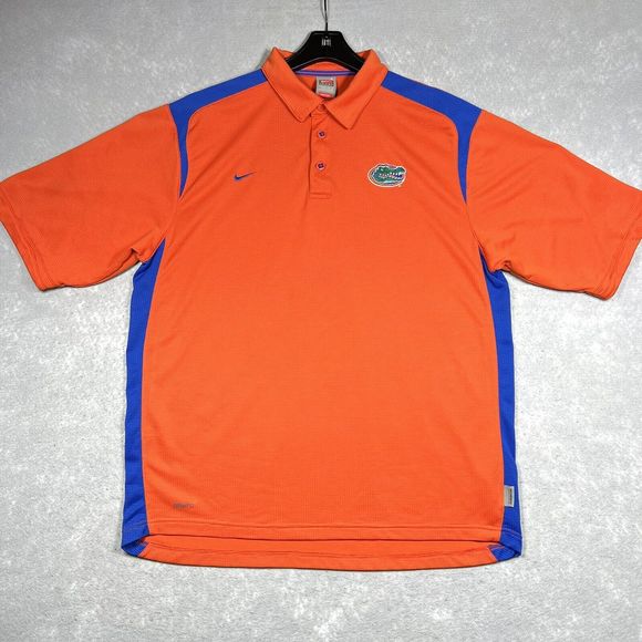 VTG Florida Gators Nike Fit Dry Polo Shirt Mens Large Orange Stadium Waffle Knit - Picture 1 of 14